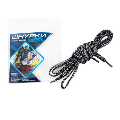 Купить шнурки следопыт плоские,ширина 0,7 см,длина 120 см,черно-серый в Иркутске