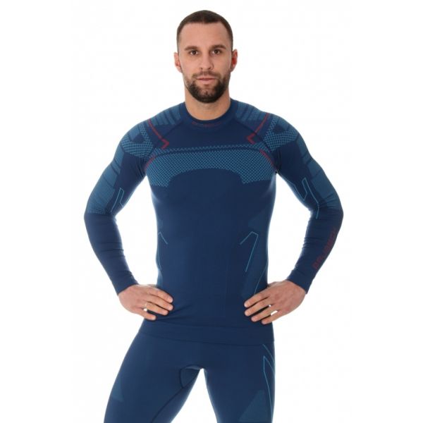 Футболка Brubeck Thermo Nilit Heat черный/голубой мужская в Иркутске