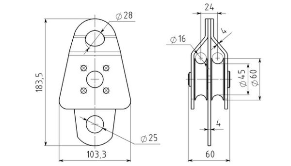  Блок-ролик Вертикаль двойной большой с подшипником в Иркутске  