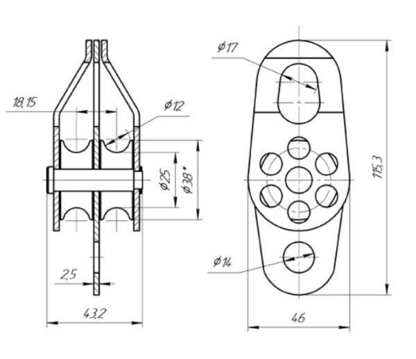  Блок-ролик Вертикаль двойной сталь с подшипником в Иркутске  