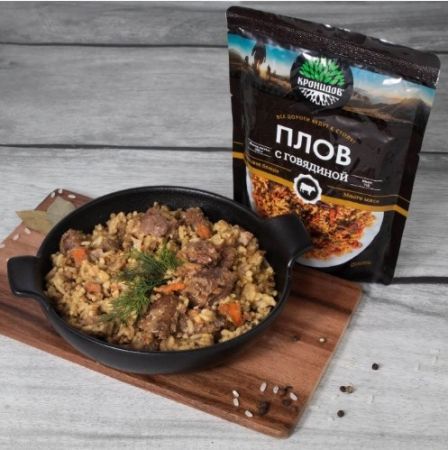 Консервы мясорастительные стерилизованные рубленые "Плов с говядиной"
